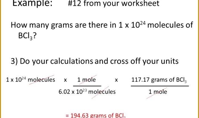 Moles molecules and grams worksheet