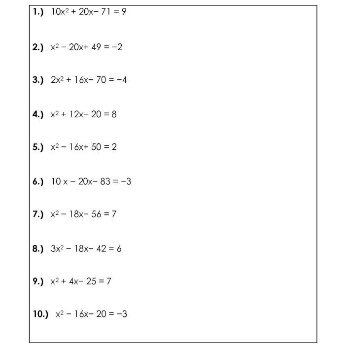 Unit 4 solving quadratic equations answer key