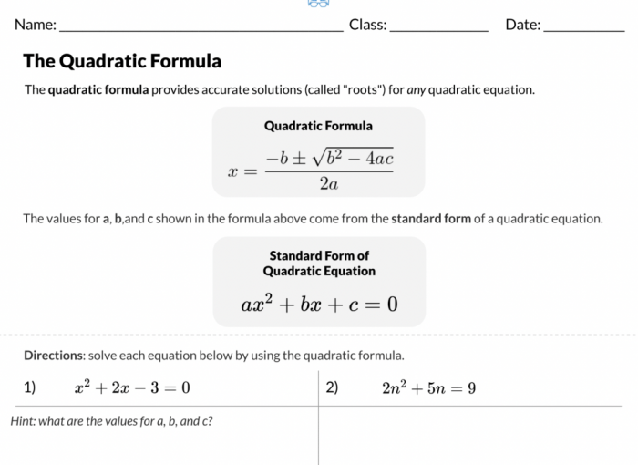 Unit 4 solving quadratic equations answer key